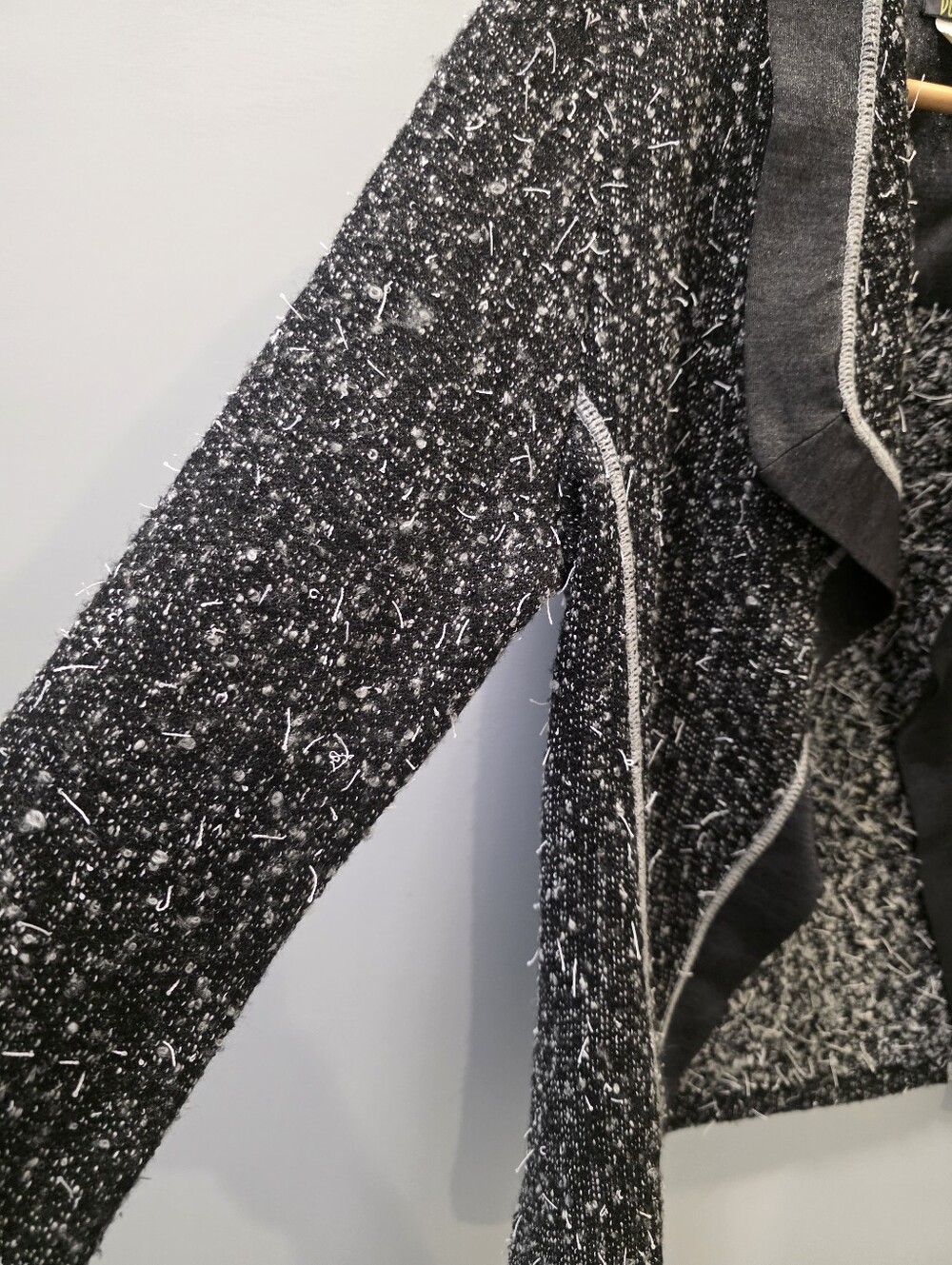 Dolcezza Black & White Textured Open Front Jacket/Cardigan – Size Small - Picture 5 of 8